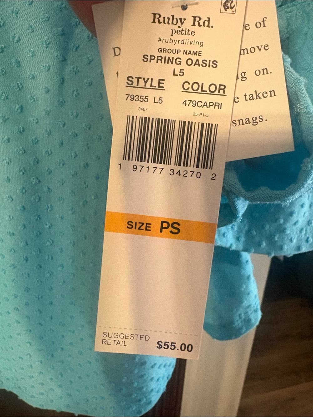 Ruby Rd. Aqua Textured Bell-Sleeve Tunic - Picture 3 of 3
